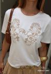 T-SHIRT FEMININA COM BORDADO INDUSTRIAL off white PERFECT WAY