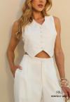 COLETE FEMININO BORDADO OFF WHITE PERFECT WAY