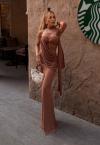 VESTIDO DRAPEADO FEMININO AMENDOA PERFECT WAY