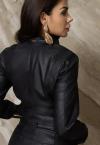 JAQUETA COURO (PU) FEMININA PRETO PERFECT WAY