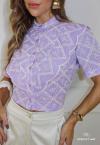 CAMISA CROPPED LILAS C/ OFF WHITE PERFECT WAY