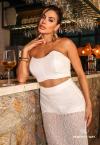CONJUNTO CROPPED + SAIA LONGA OFF WHITE PERFECT WAY
