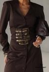 VESTIDO COM CORSELET BORDADO FEMININO MARROM CAFÉ PERFECT WAY