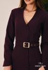 VESTIDO EM CREPE COM CINTO FIVELA METAL ACOMPANHA ECHARPE FEMININO FIGO PERFECT WAY