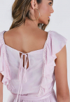 VESTIDO SOLTO COM BABADO + TOP + FAIXA POMPOM ROSE PERFECT WAY