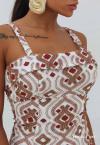 VESTIDO CURTO FEMININO OFF WHITE COM BEGE PERFECT WAY