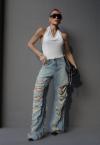 CALÇA JEANS DIRTY  DESTROYED COS INTERMEDIARIO FEMININA DIRTY JEANS PERFECT WAY