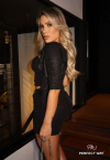 CONJUNTO CROPPED + SAIA CURTA PRETO PERFECT WAY