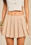 SHORTS SAIA CINTURA BAIXA SEM COS C/ PREGAS BEGE PERFECT WAY