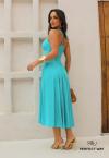 VESTIDO MAXI MIDI FEMININO AZUL TURQUESA PERFECT WAY