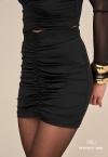 SAIA CURTA DRAPEADA FEMININA PRETO PERFECT WAY