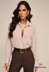 CAMISA BORD INDUSTRIAL C/ FENDA + GRAVATA  FEMININA OFF WHITE C/ FENDI PERFECT WAY