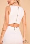 VESTIDO CURTO COM BORDADO INDUSTRIAL off white PERFECT WAY