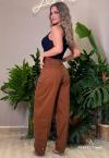 CALÇA BALLOON FEMININA COM BOLSO CARGO FERRUGEM PERFECT WAY
