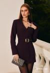 VESTIDO EM CREPE COM CINTO FIVELA METAL ACOMPANHA ECHARPE FEMININO FIGO PERFECT WAY