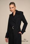 TRENCH COAT SARJA C/ CINTO FIVELA METAL  FEMININO PRETO PERFECT WAY