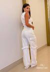 CALÇA WIDE LEG FEMININA BRANCO PERFECT WAY