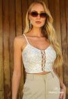 CROPPED FEMININO ESTAMPADO off white com cru PERFECT WAY