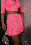 CONJUNTO CROPPED + SAIA CURTA ROSA NEON PERFECT WAY