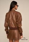 JAQUETA BOMBER  COURO SINTETICO FEMININA cacau PERFECT WAY