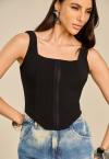 CORPETE C/ COLCHETES FEMININO PRETO PERFECT WAY
