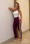CROPPED BORD INDUTRIAL FEMININO OFF WHITE C/ BURGUNDY PERFECT WAY