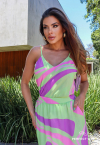 CONJUNTO REGATA + SAIA ESTAMPADA  VERDE / ROXO PERFECT WAY