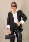 BLAZER RISCA DE GIZ FORRADO FEMININO PRETO PERFECT WAY