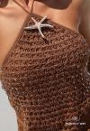 CROPPED FRENTE UNICA FEMININO COM BORDADO MANUAL 869 CARAMELO PERFECT WAY