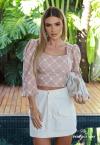 CROPPED FEMININO ROSA QUARTZO COM BRANCO PERFECT WAY
