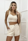 TRIJUNTO COLETE + CROPPED + SHORTS bege PERFECT WAY