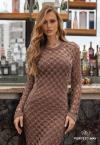 VESTIDO MAXI MIDI FEMININO TRICÔ C/ BORDADO MANUAL cacau PERFECT WAY