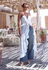 Perfect Way - BLUSA FEMININA ALONGADA COM BABADOS OFF WHITE