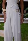 CALÇA ALFAIATARIA C/ CINTO FEMININA OFF WHITE PERFECT WAY