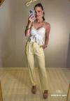CALÇA FEMININA CORTE RETO AMARELO MANTEIGA PERFECT WAY