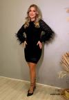 VESTIDO FEMININO CURTO TRICÔ COM BORDADO MANUAL PRETO PERFECT WAY