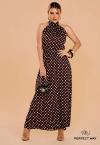 SAIA  FEMININA MAXI MIDI ESTAMPADA PRETO C / BEGE PERFECT WAY