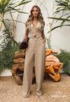 CONJUNTO FEMININO COLETE + CALÇA WID LEG BEGE PERFECT WAY