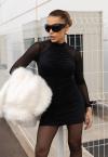 SAIA CURTA DRAPEADA FEMININA PRETO PERFECT WAY