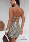 BLUSA FEMININA ASSIMÉTRICA OFF WHITE C/ VERDE MILITAR PERFECT WAY