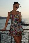 VESTIDO CURTO FEMININO PRETO COM AMARELO PERFECT WAY