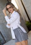 CAMISA FEMININA C/ RECORTE OFF WHITE PERFECT WAY
