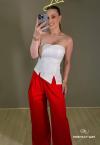 BLUSA ASSIMÉTRICA FEMININA SEM ALÇA OFF WHITE PERFECT WAY