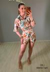 CAMISA CROPPED FEMININO ESTAMPADA cru / laranja PERFECT WAY