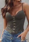 CORPETE COM COLCHETES FEMININO VERDE MILITAR PERFECT WAY