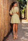 VESTIDO FEMININO CURTO DECOTE V PROFUNDO COM BABADOS VERDE PERFECT WAY