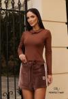 SHORTS  BORD INDUSTRIAL FEMININO CACAU C/ ROSA PERFECT WAY