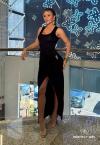 VESTIDO MAXI MIDI FEMININO COM FENDA PRETO PERFECT WAY