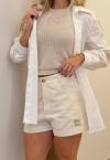 SHORTS  BORD INDUSTRIAL C/ REC EM TRICO FEMININO NATURAL PERFECT WAY