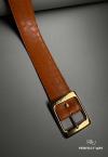 CINTO FEMININO EM COURO SINTETICO camel com dourado PERFECT WAY